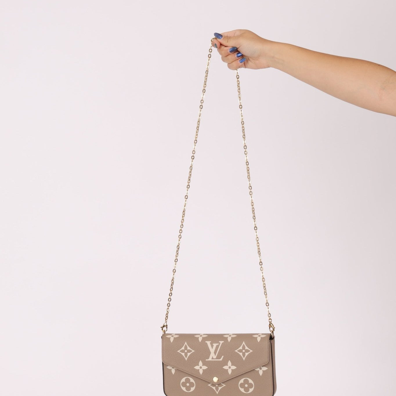 Louis Vuitton Monogram Empreinte Giant Felicie Pochette Tourterelle Creme - FashioNica