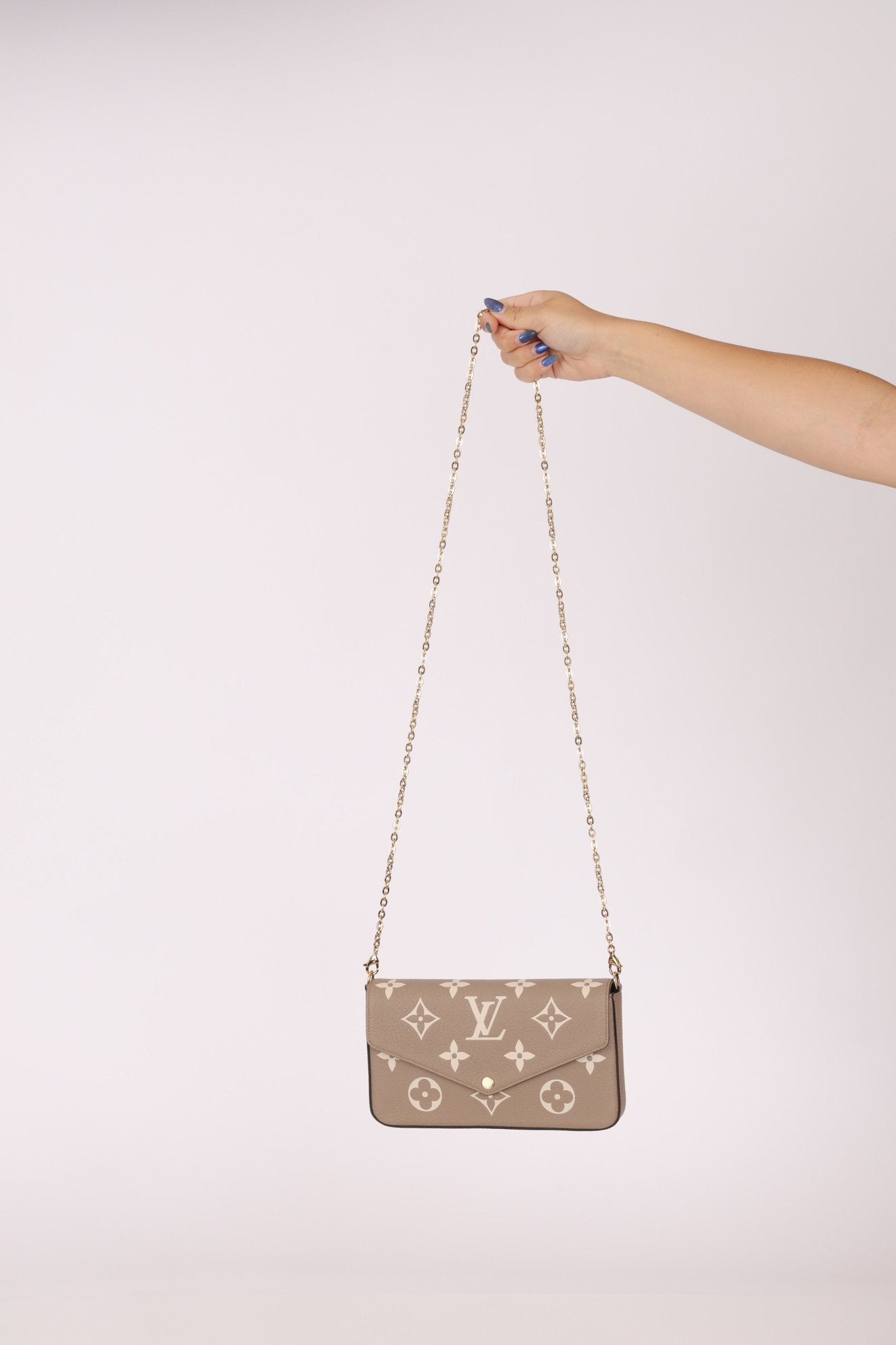 Louis Vuitton Monogram Empreinte Giant Felicie Pochette Tourterelle Creme - FashioNica