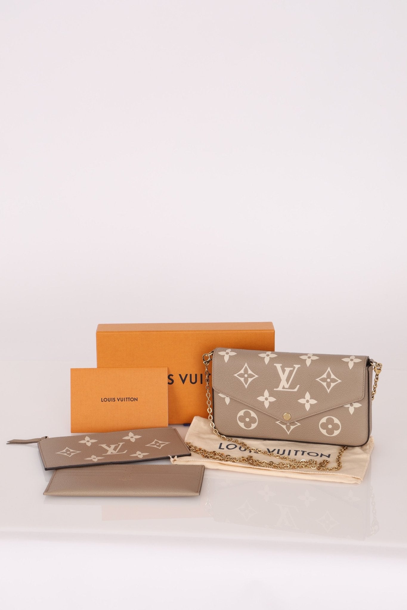 Louis Vuitton Monogram Empreinte Giant Felicie Pochette Tourterelle Creme - FashioNica