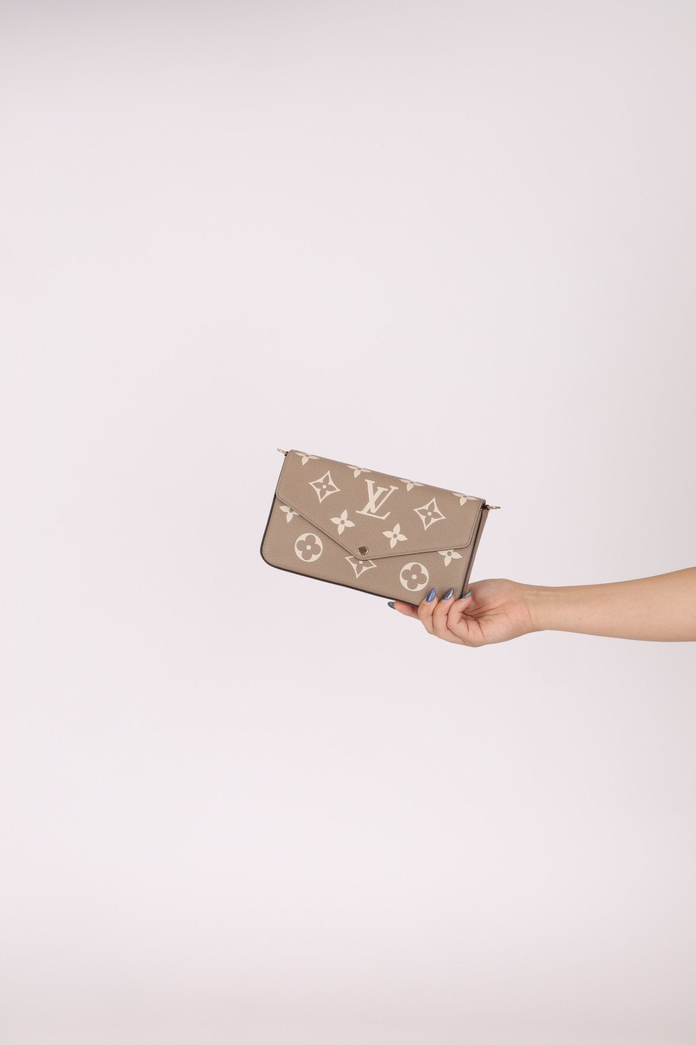Louis Vuitton Monogram Empreinte Giant Felicie Pochette Tourterelle Creme - FashioNica