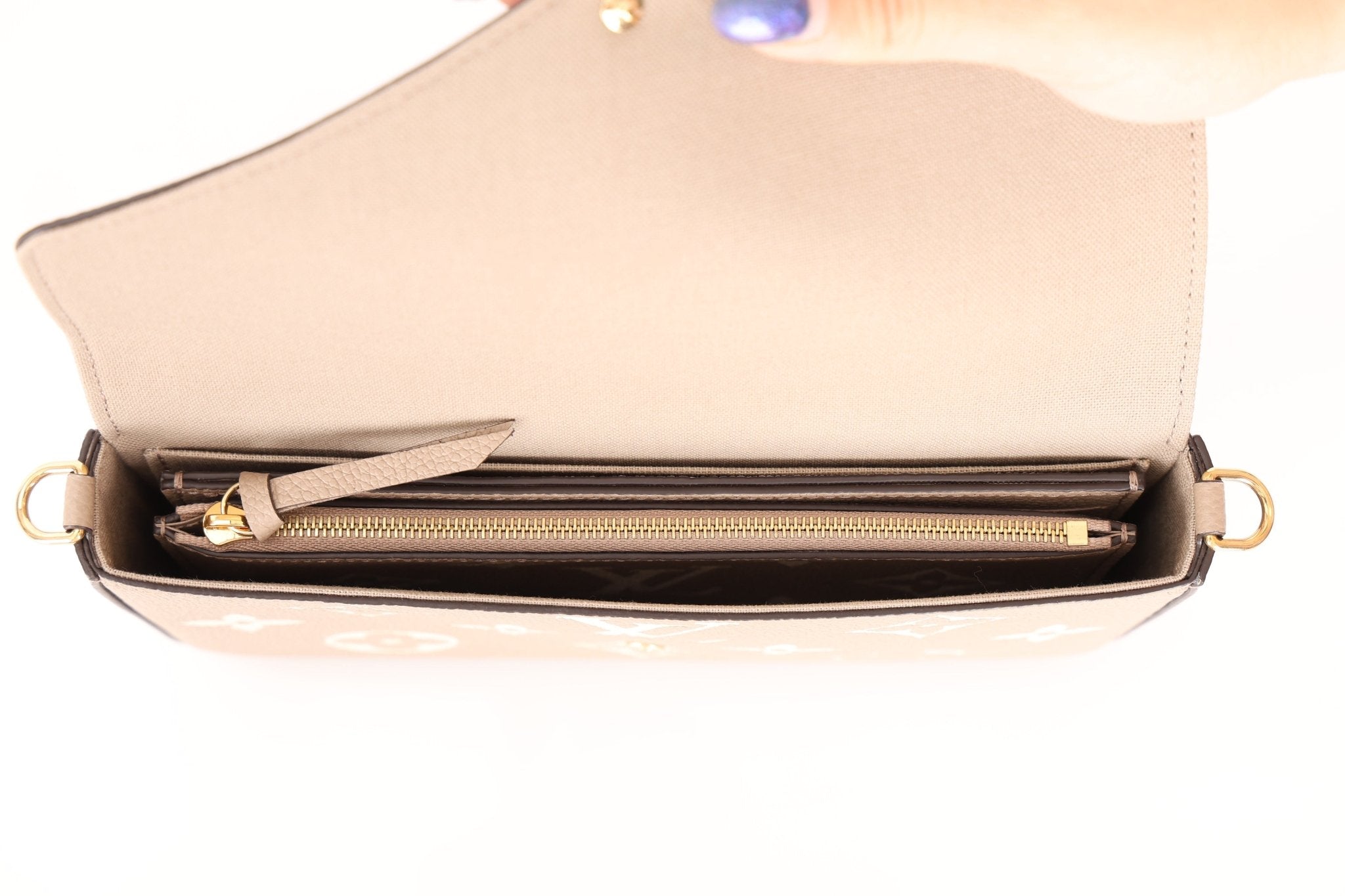 Louis Vuitton Monogram Empreinte Giant Felicie Pochette Tourterelle Creme - FashioNica