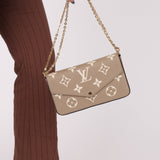 Louis Vuitton Monogram Empreinte Giant Felicie Pochette Tourterelle Creme - FashioNica