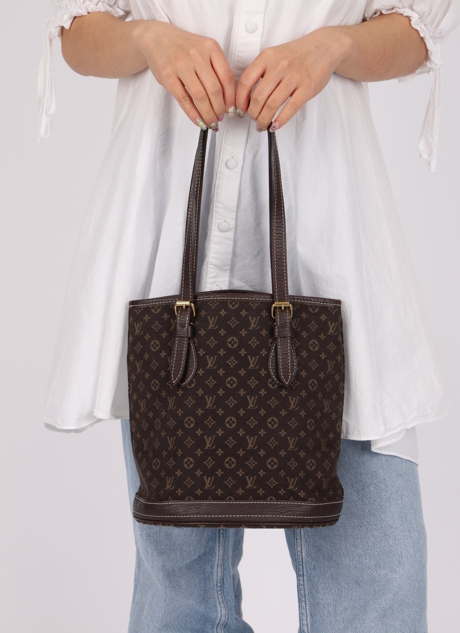 Louis Vuitton Monogram Mini Lin Bucket Bag with Pochette - FashioNica
