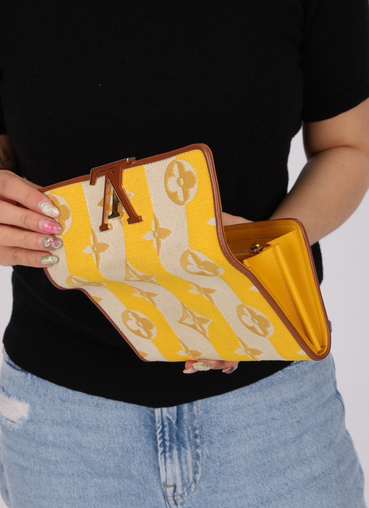 Louis Vuitton Striped Canvas Capucines Long Wallet - FashioNica