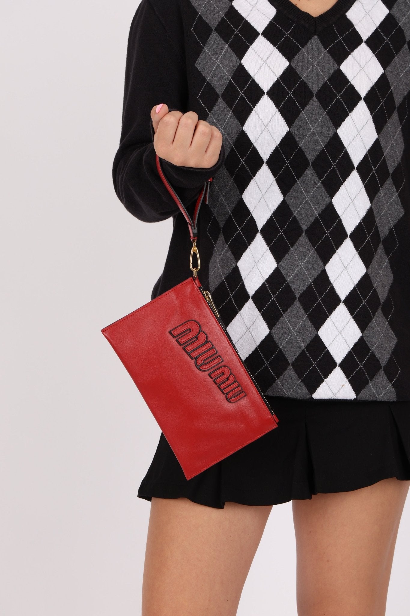 Miu Miu Bordeaux Soft Carnella Clutch - FashioNica