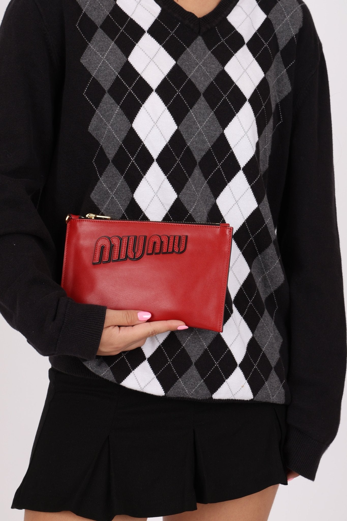 Miu Miu Bordeaux Soft Carnella Clutch - FashioNica