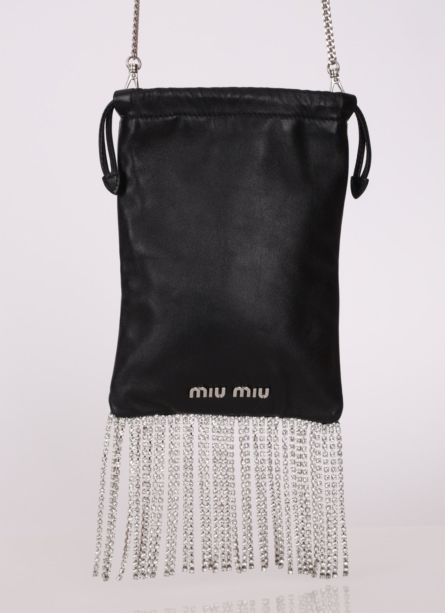 Miu Miu Chain Crystal Fringe Crossbody - FashioNica