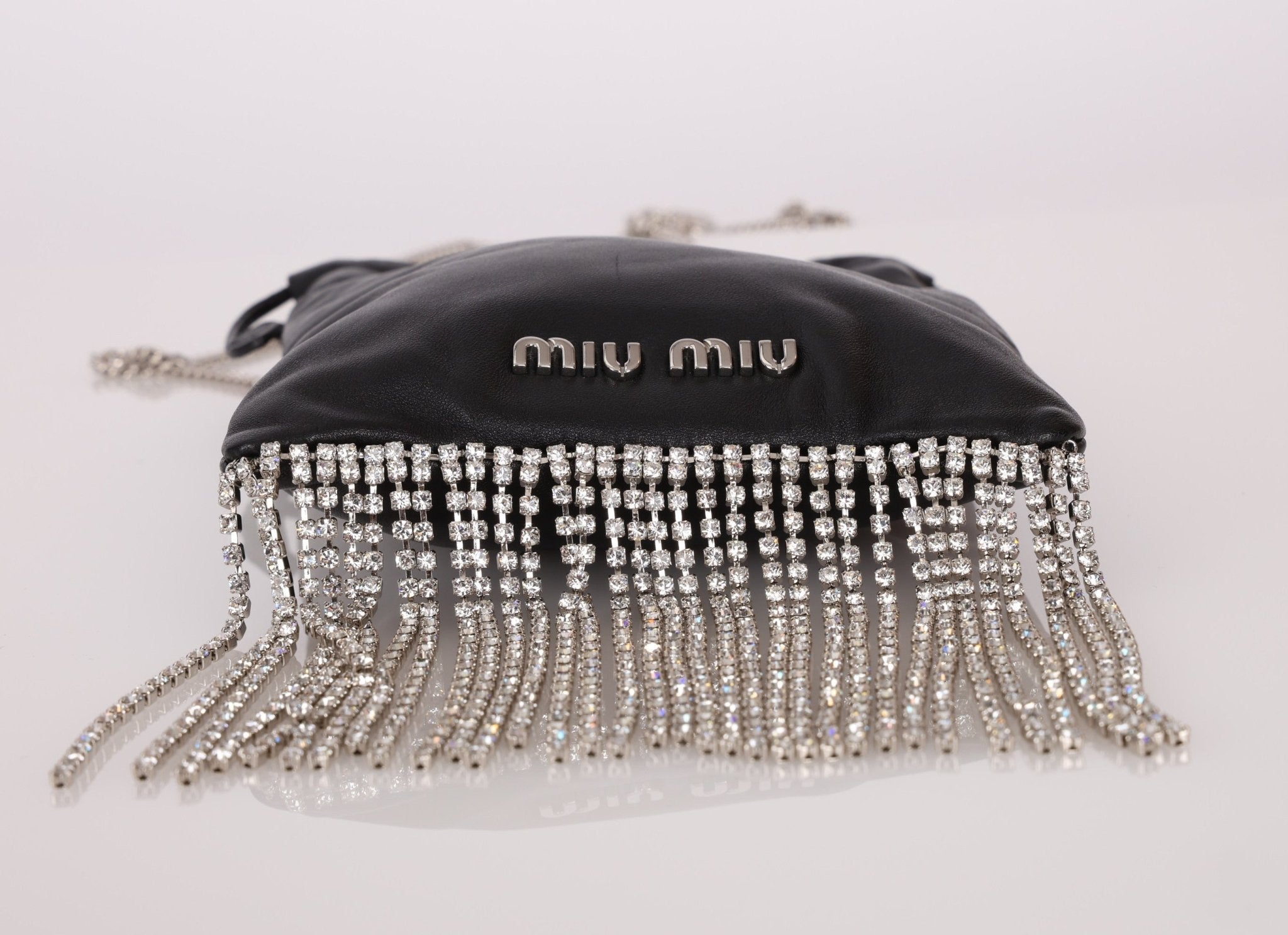 Miu Miu Chain Crystal Fringe Crossbody - FashioNica