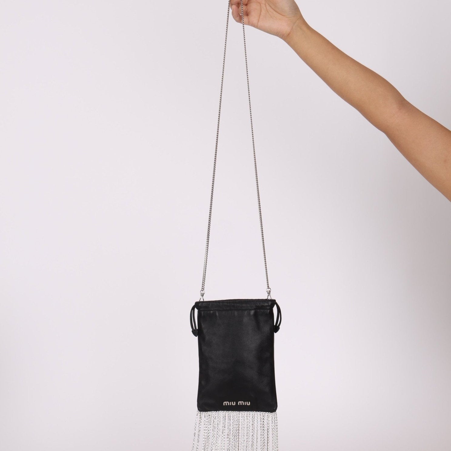 Miu Miu Chain Crystal Fringe Crossbody - FashioNica