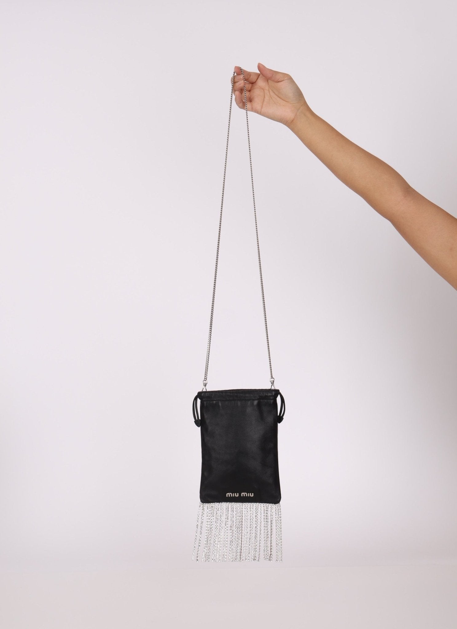 Miu Miu Chain Crystal Fringe Crossbody - FashioNica