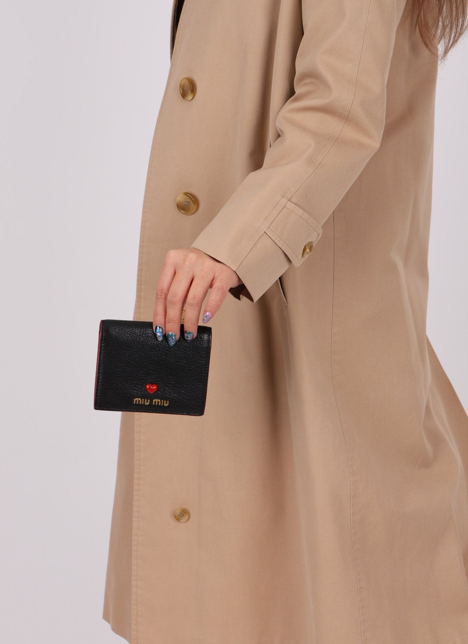 Miu Miu Heart Bifold Wallet with Chain - FashioNica