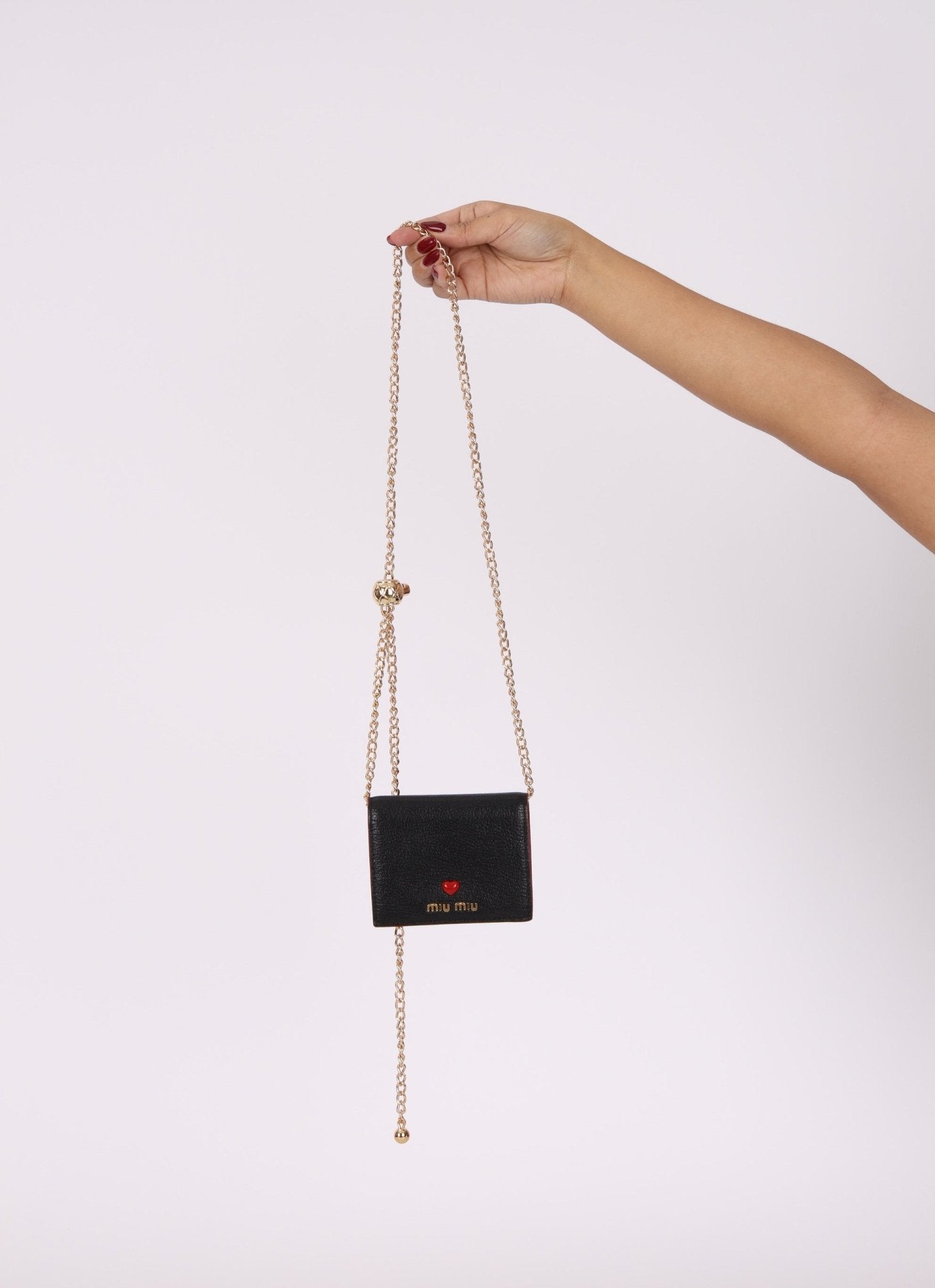 Miu Miu Heart Bifold Wallet with Chain - FashioNica