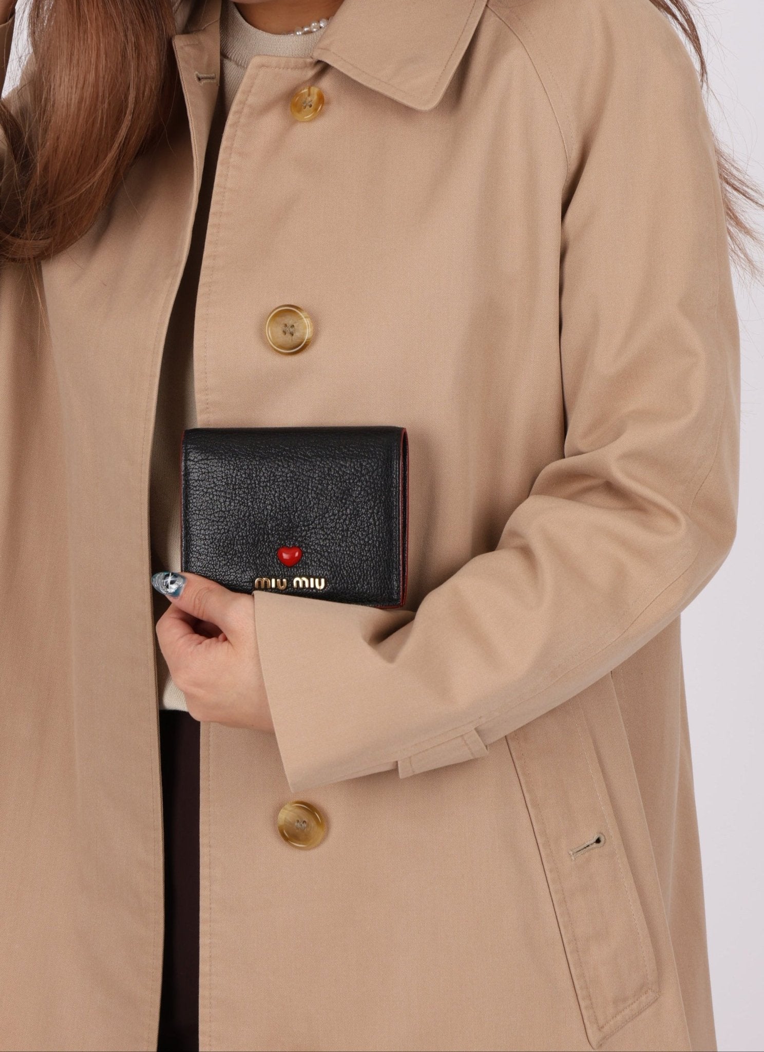 Miu Miu Heart Bifold Wallet with Chain - FashioNica