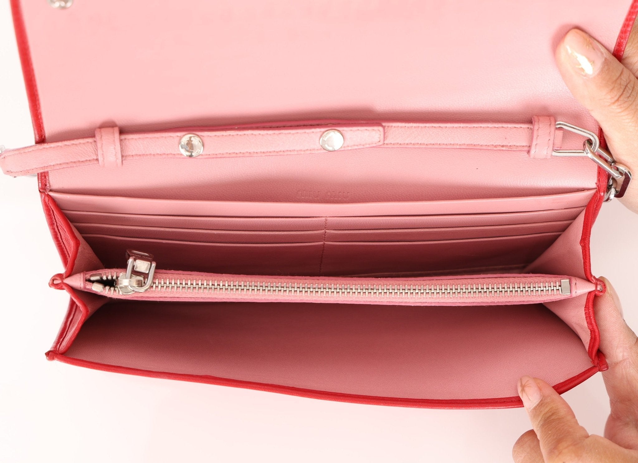 Miu Miu Nappa Crystal Cherries Wallet on Chain - FashioNica