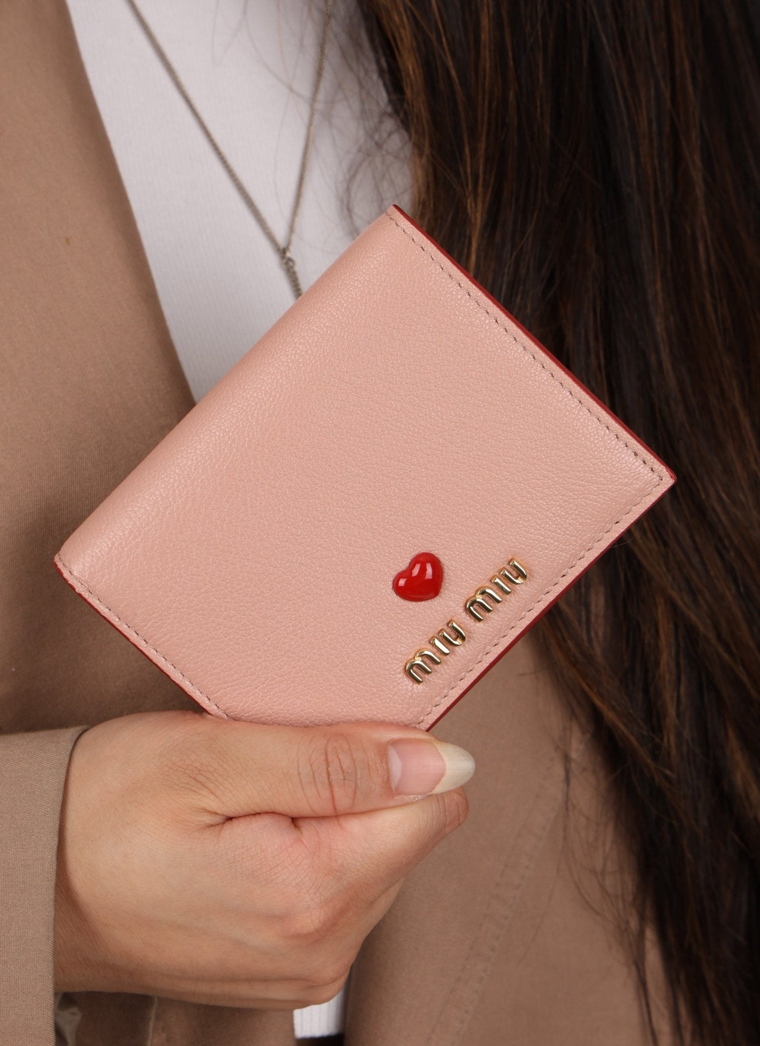 Miu Miu Pink Heart Bifold Wallet - FashioNica