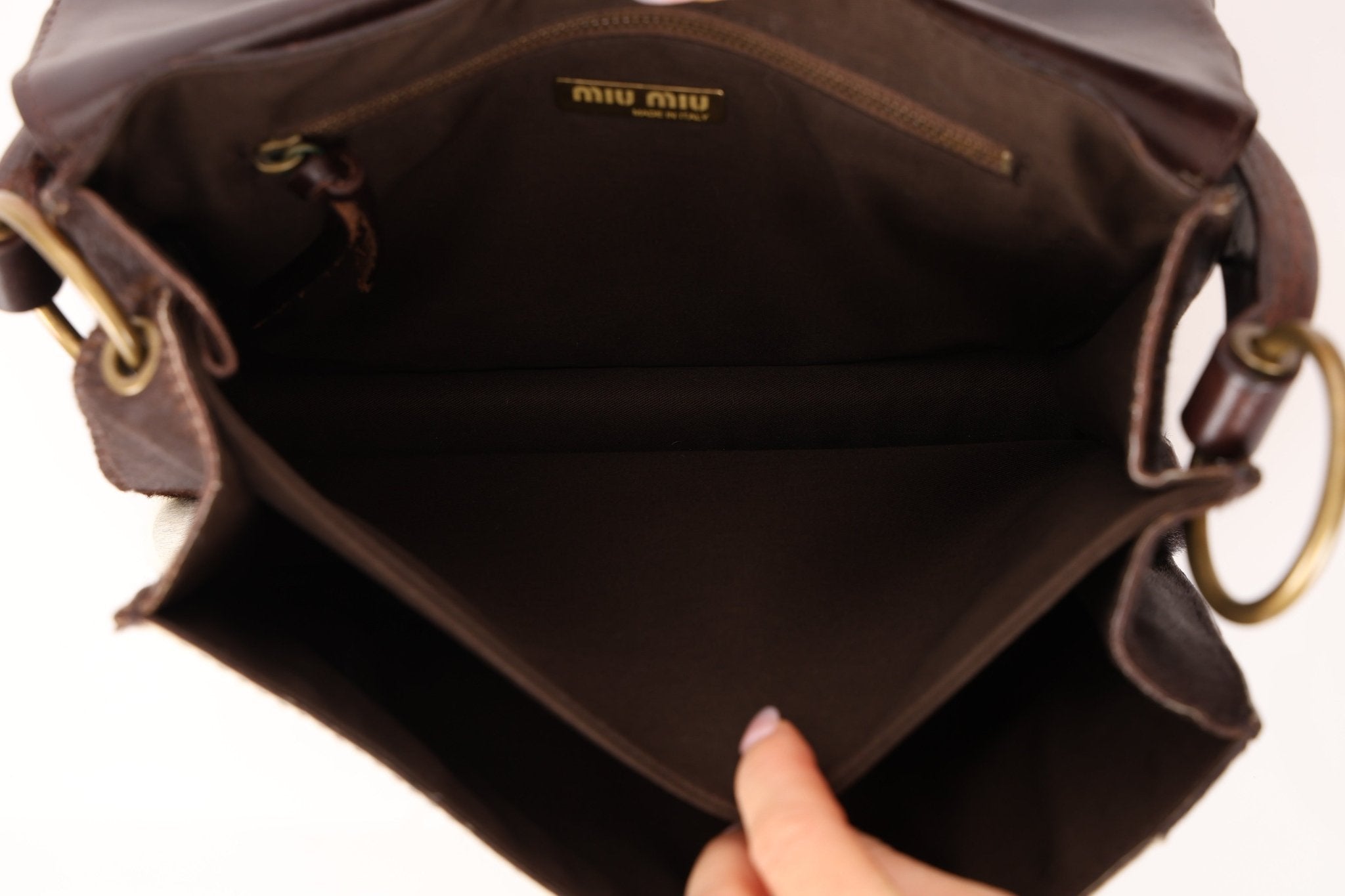 Miu Miu Ponyhair Cow Print Buckle Shoulder Bag - FashioNica