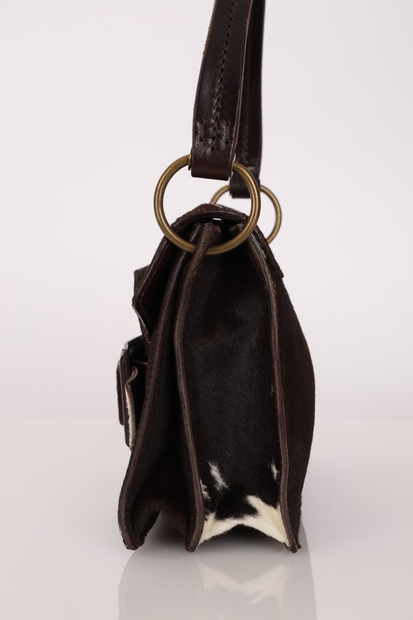 Miu Miu Ponyhair Cow Print Buckle Shoulder Bag - FashioNica