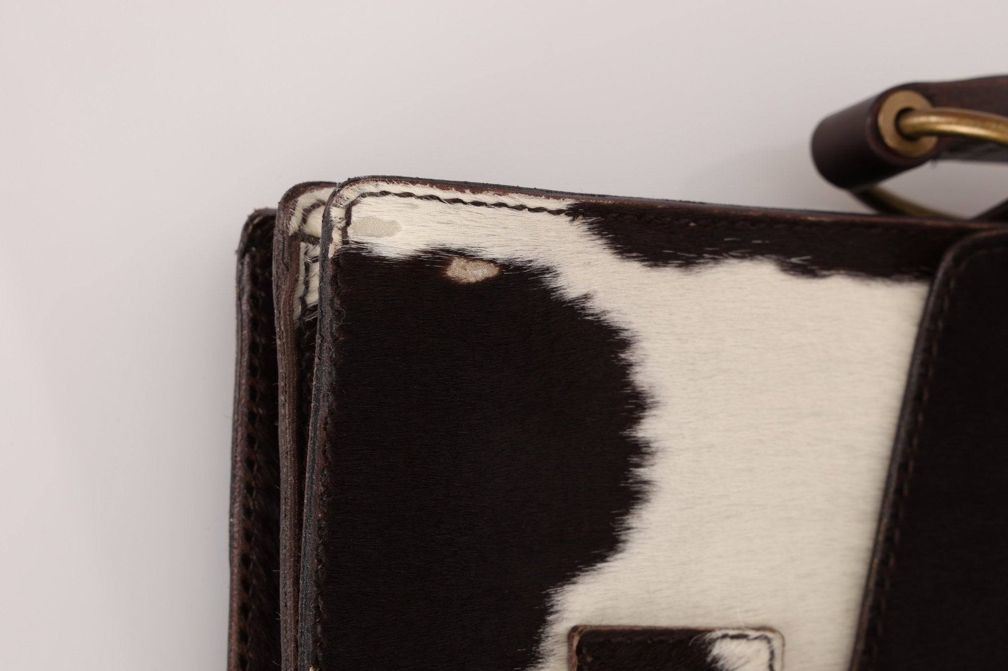 Miu Miu Ponyhair Cow Print Buckle Shoulder Bag - FashioNica