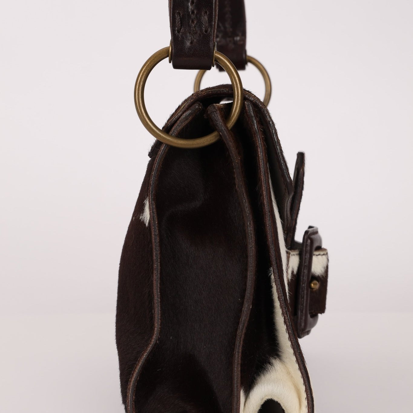 Miu Miu Ponyhair Cow Print Buckle Shoulder Bag - FashioNica
