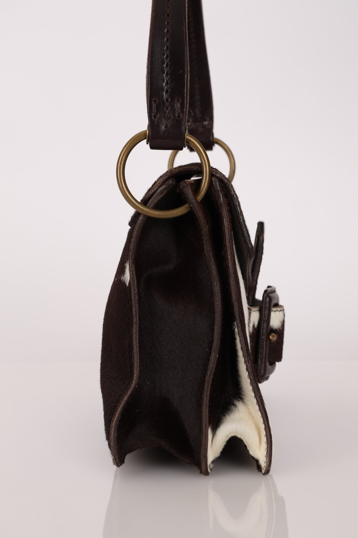 Miu Miu Ponyhair Cow Print Buckle Shoulder Bag - FashioNica