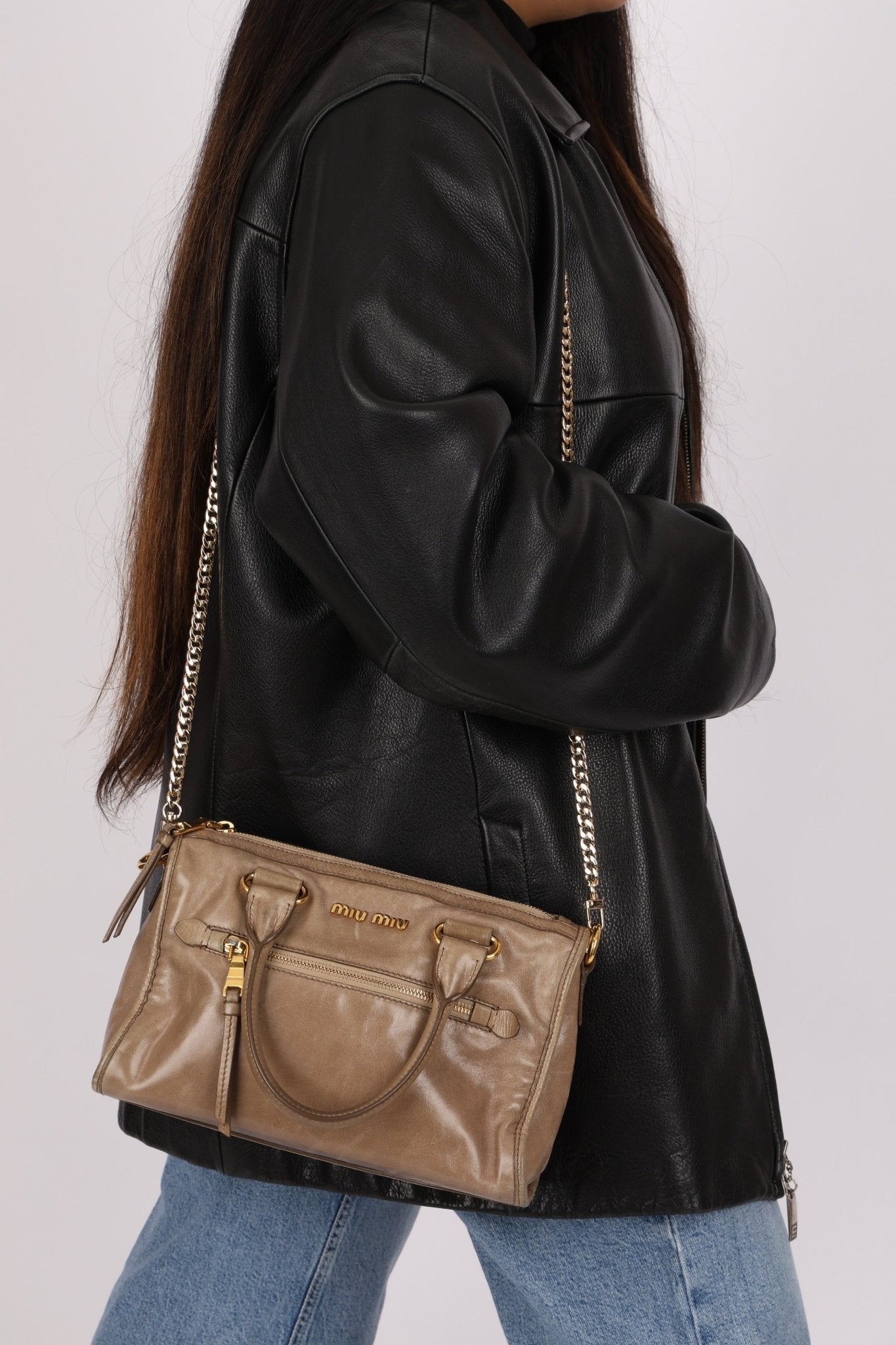 Miu Miu Vitello Shine Easy Zip Tote - FashioNica