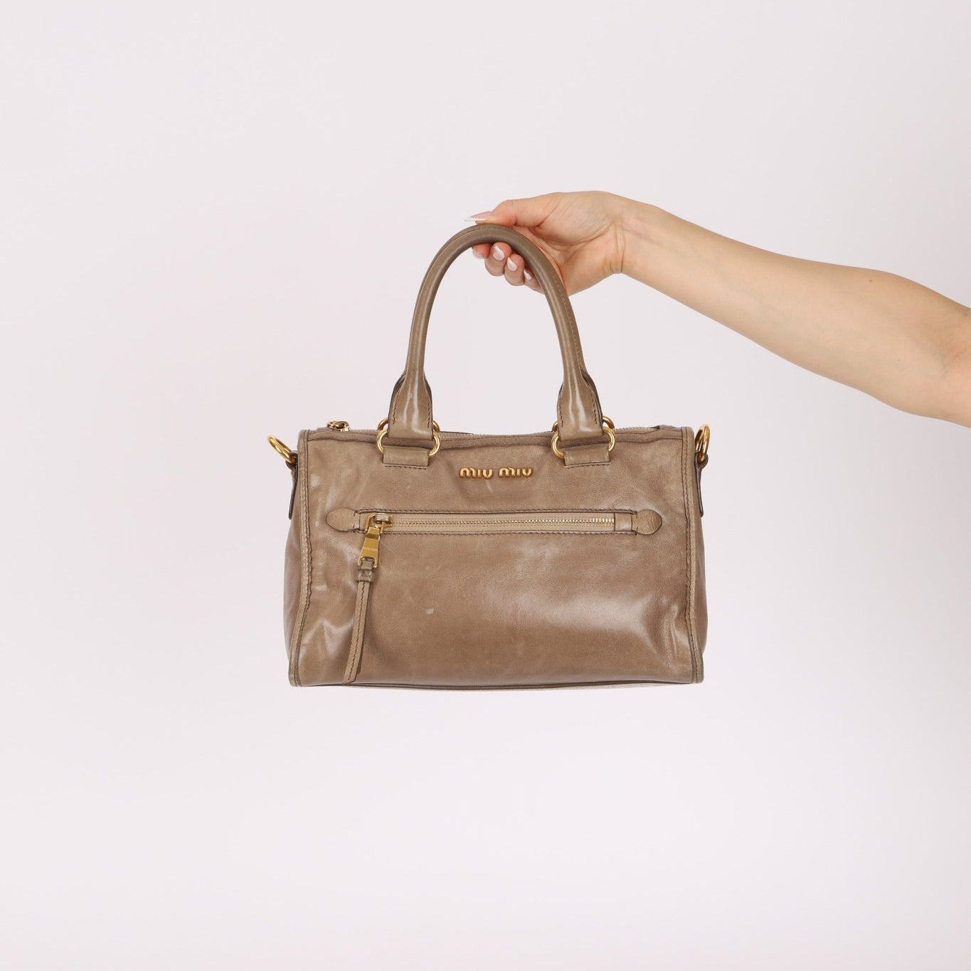 Miu Miu Vitello Shine Easy Zip Tote - FashioNica