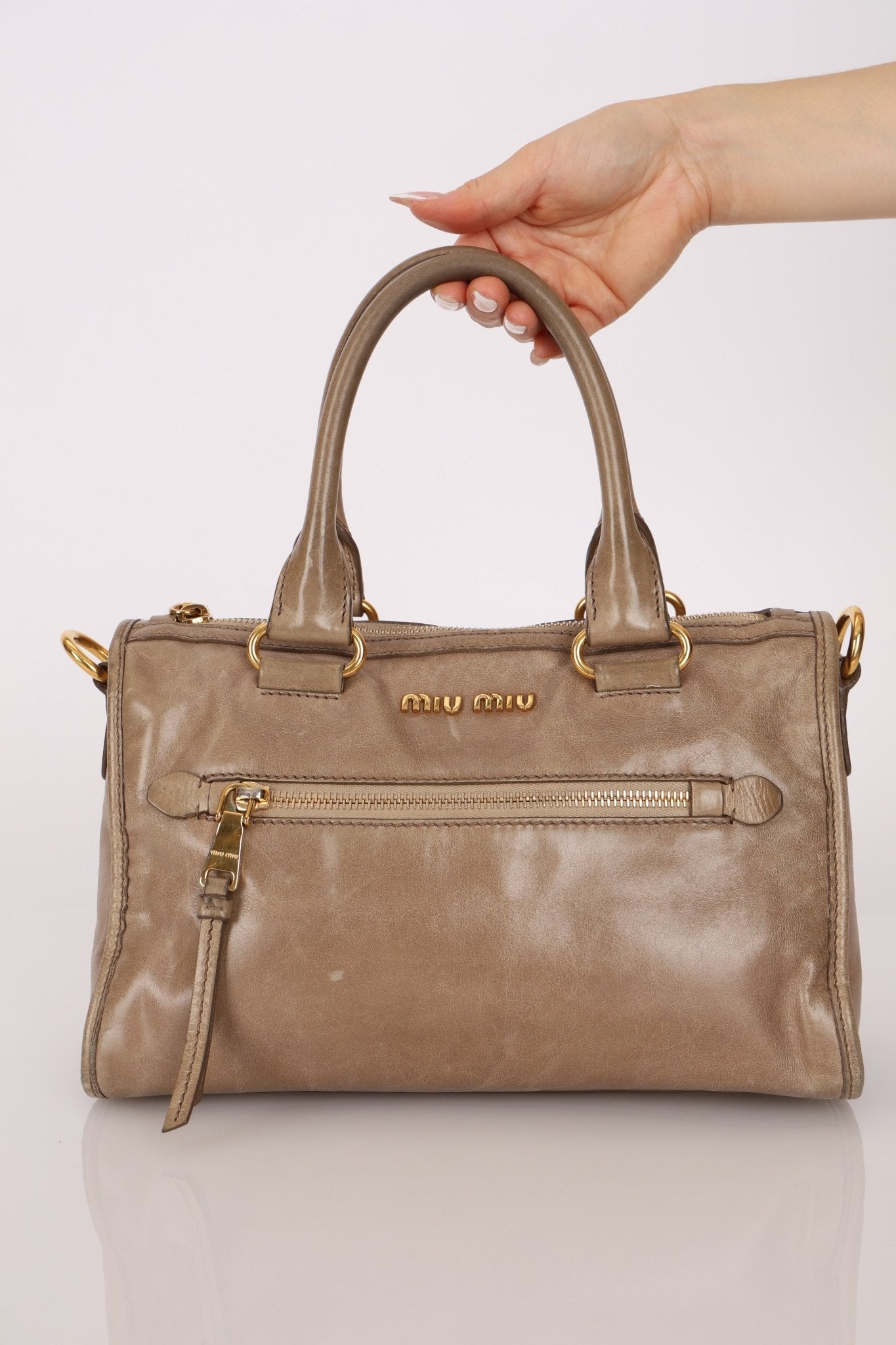 Miu Miu Vitello Shine Easy Zip Tote - FashioNica