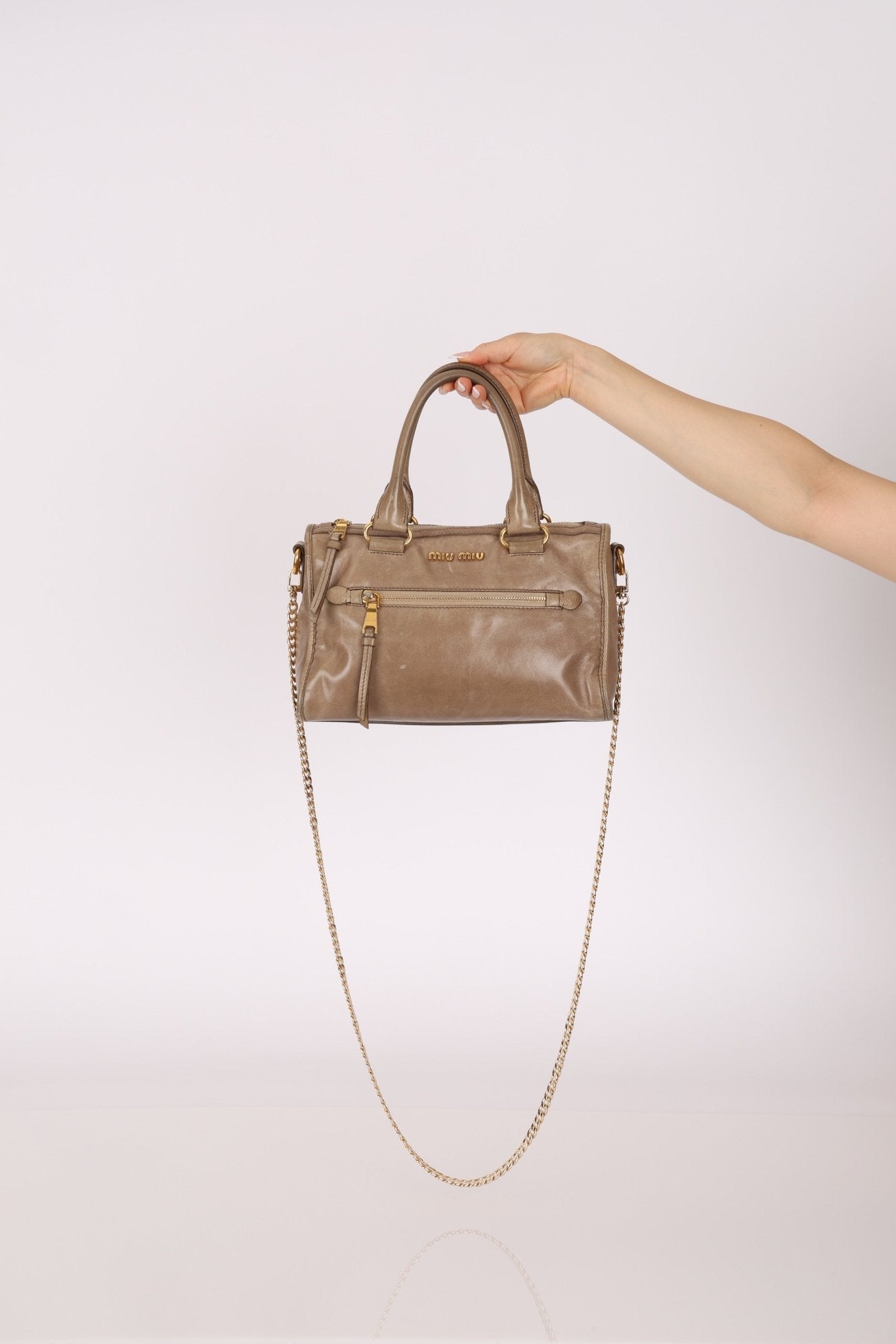 Miu Miu Vitello Shine Easy Zip Tote - FashioNica