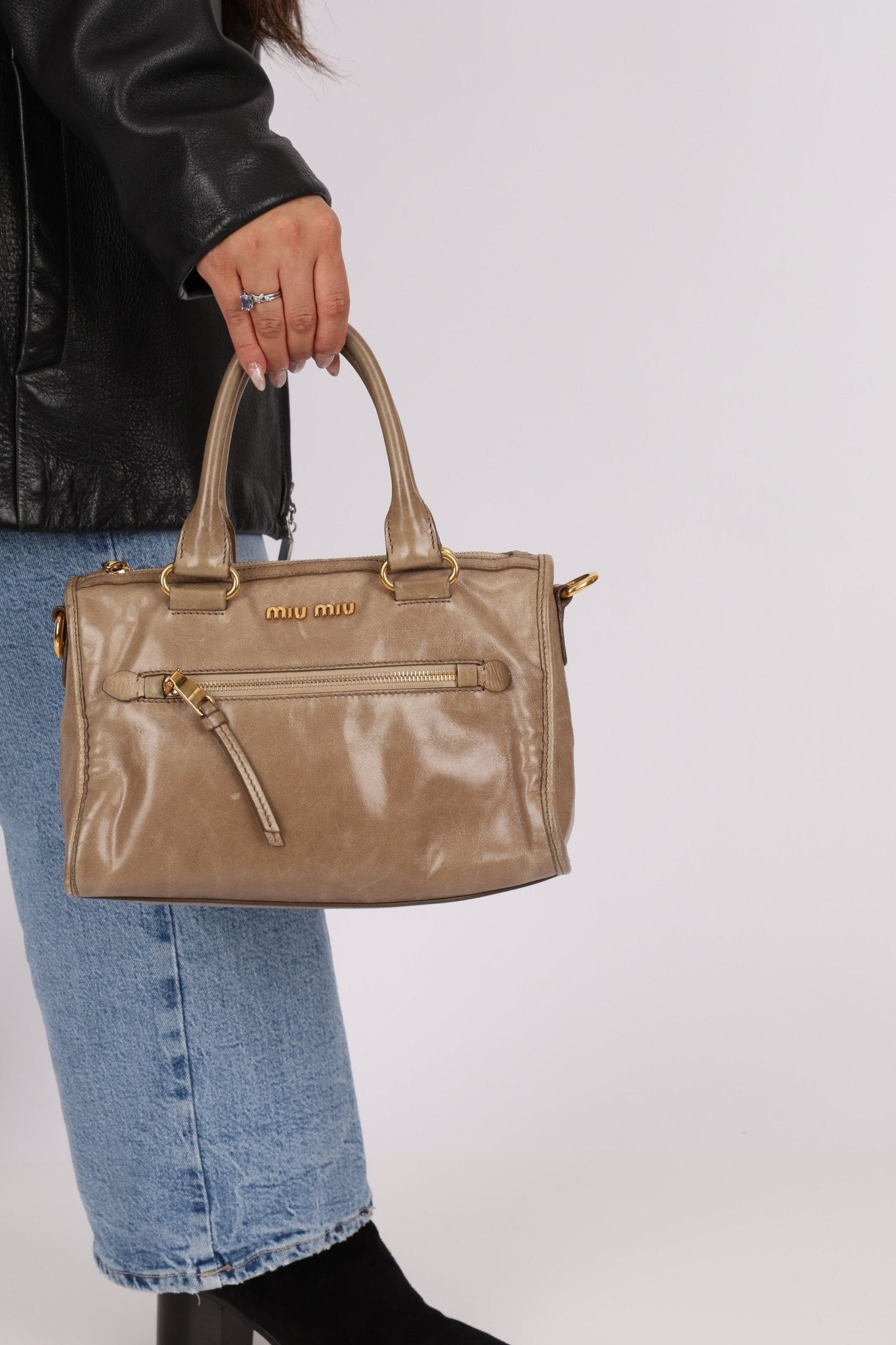 Miu Miu Vitello Shine Easy Zip Tote - FashioNica