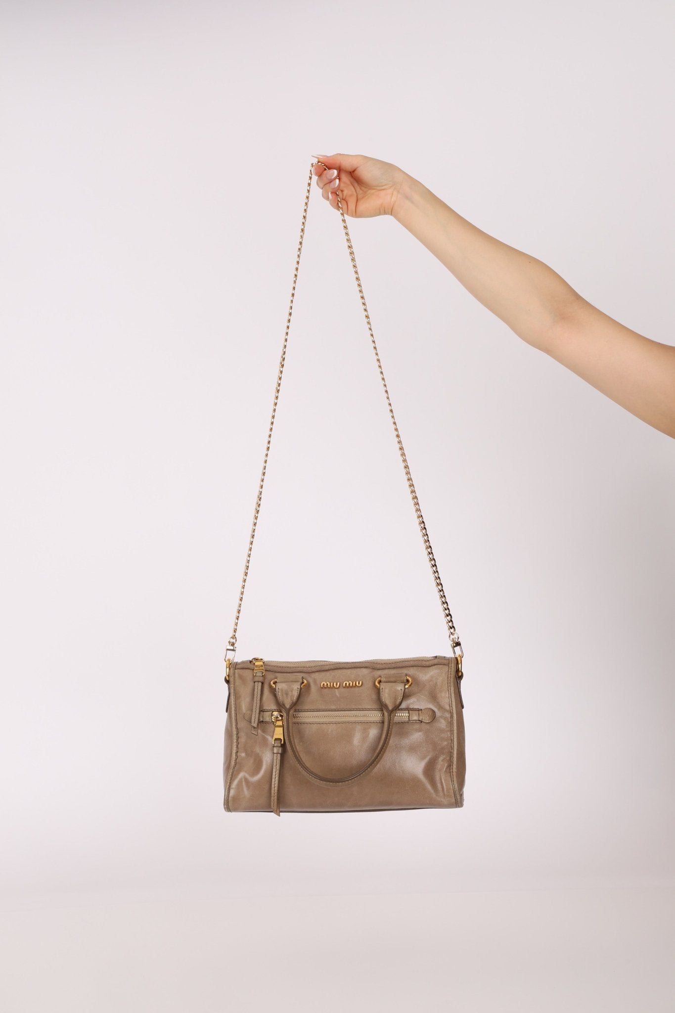 Miu Miu Vitello Shine Easy Zip Tote - FashioNica