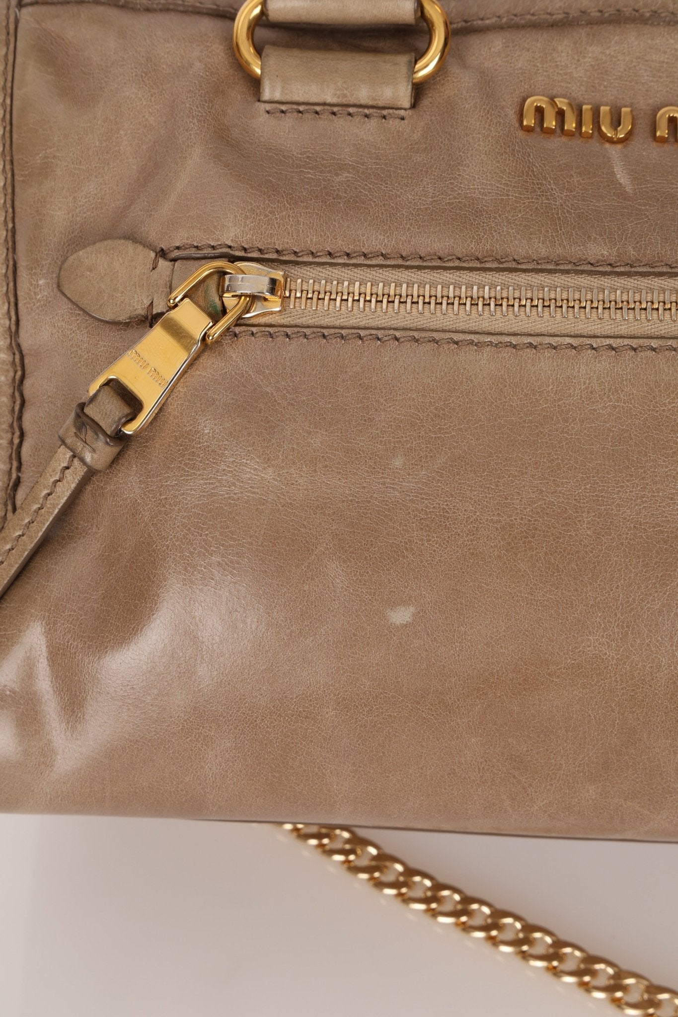 Miu Miu Vitello Shine Easy Zip Tote - FashioNica