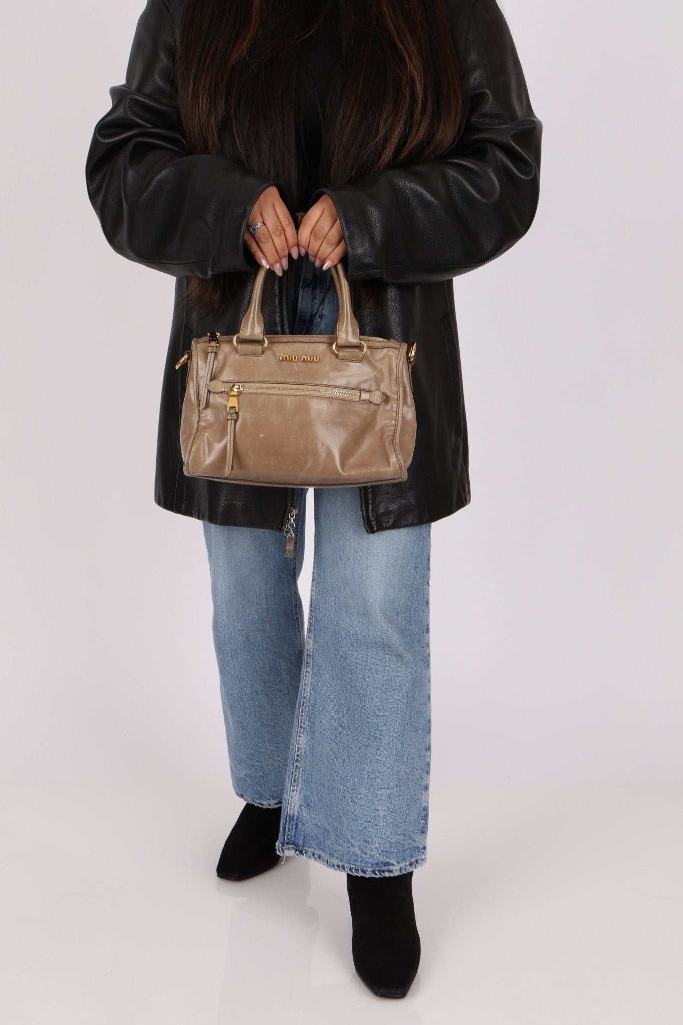 Miu Miu Vitello Shine Easy Zip Tote - FashioNica