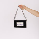 Moschino Patent License Plate Wallet on Chain - FashioNica