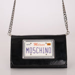 Moschino Patent License Plate Wallet on Chain - FashioNica