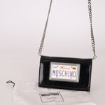 Moschino Patent License Plate Wallet on Chain - FashioNica