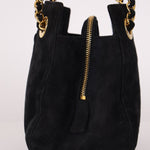 Prada 1995 Midnight Blue Suede Mini Catena Chain Tote - FashioNica