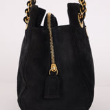 Prada 1995 Midnight Blue Suede Mini Catena Chain Tote - FashioNica