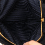 Prada 1995 Midnight Blue Suede Mini Catena Chain Tote - FashioNica