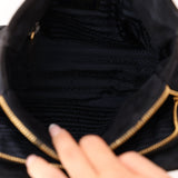 Prada 1995 Midnight Blue Suede Mini Catena Chain Tote - FashioNica