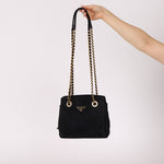 Prada 1995 Midnight Blue Suede Mini Catena Chain Tote - FashioNica