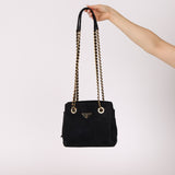 Prada 1995 Midnight Blue Suede Mini Catena Chain Tote - FashioNica
