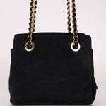 Prada 1995 Midnight Blue Suede Mini Catena Chain Tote - FashioNica