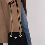 Prada 1995 Midnight Blue Suede Mini Catena Chain Tote - FashioNica