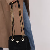Prada 1995 Midnight Blue Suede Mini Catena Chain Tote - FashioNica