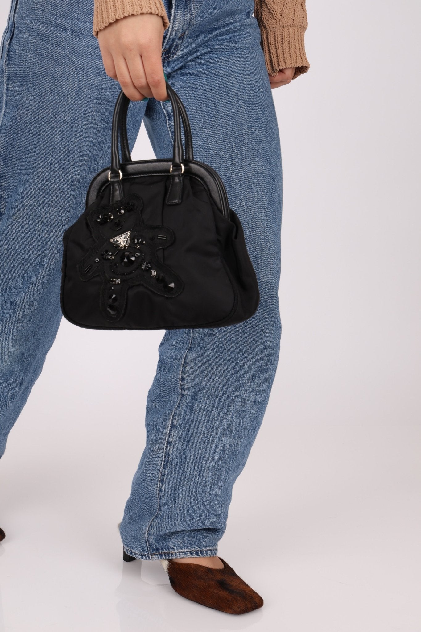Prada Bijoux Teddy Bear Tessuto Frame Handle Bag - FashioNica