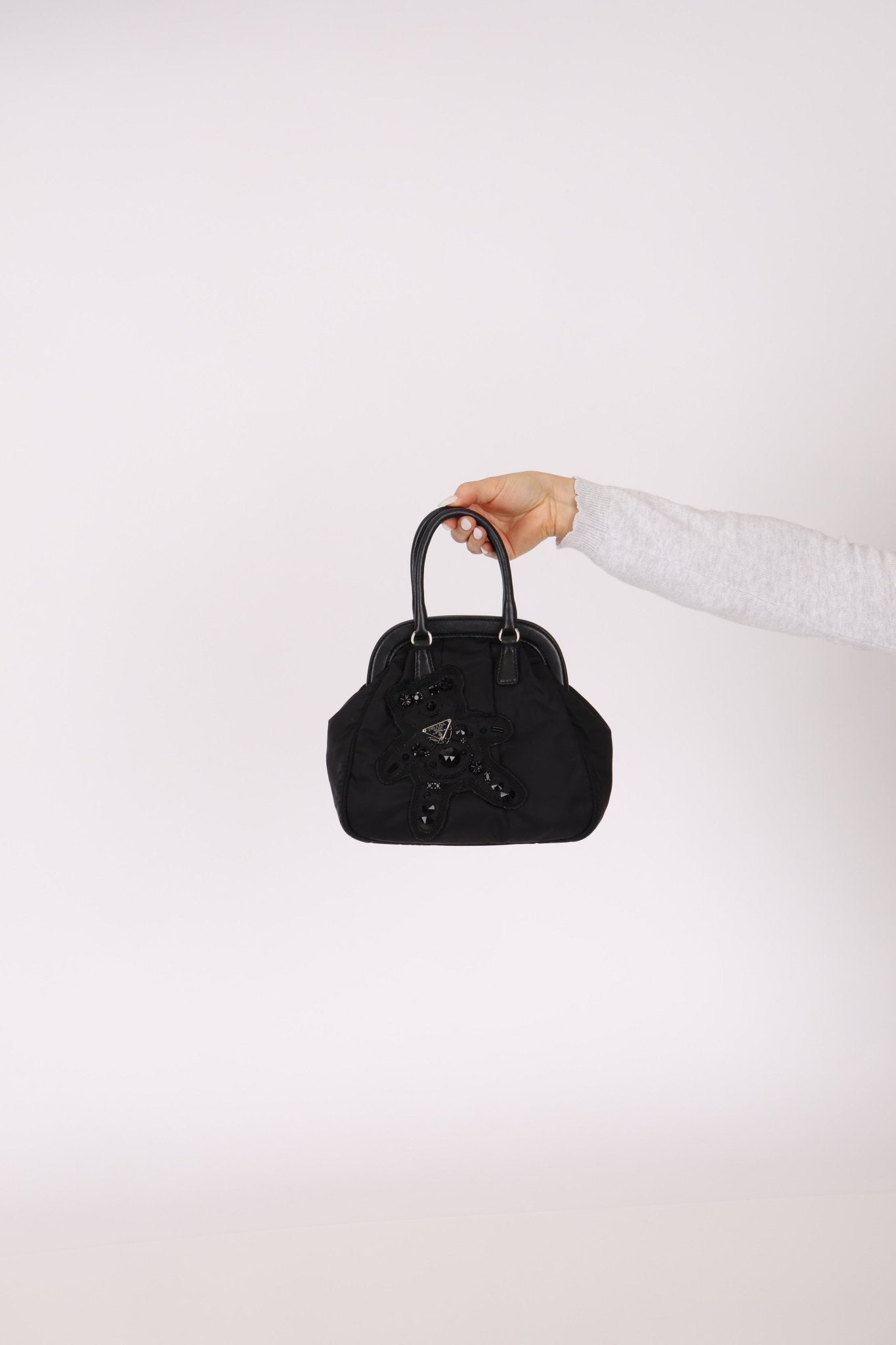 Prada Bijoux Teddy Bear Tessuto Frame Handle Bag - FashioNica