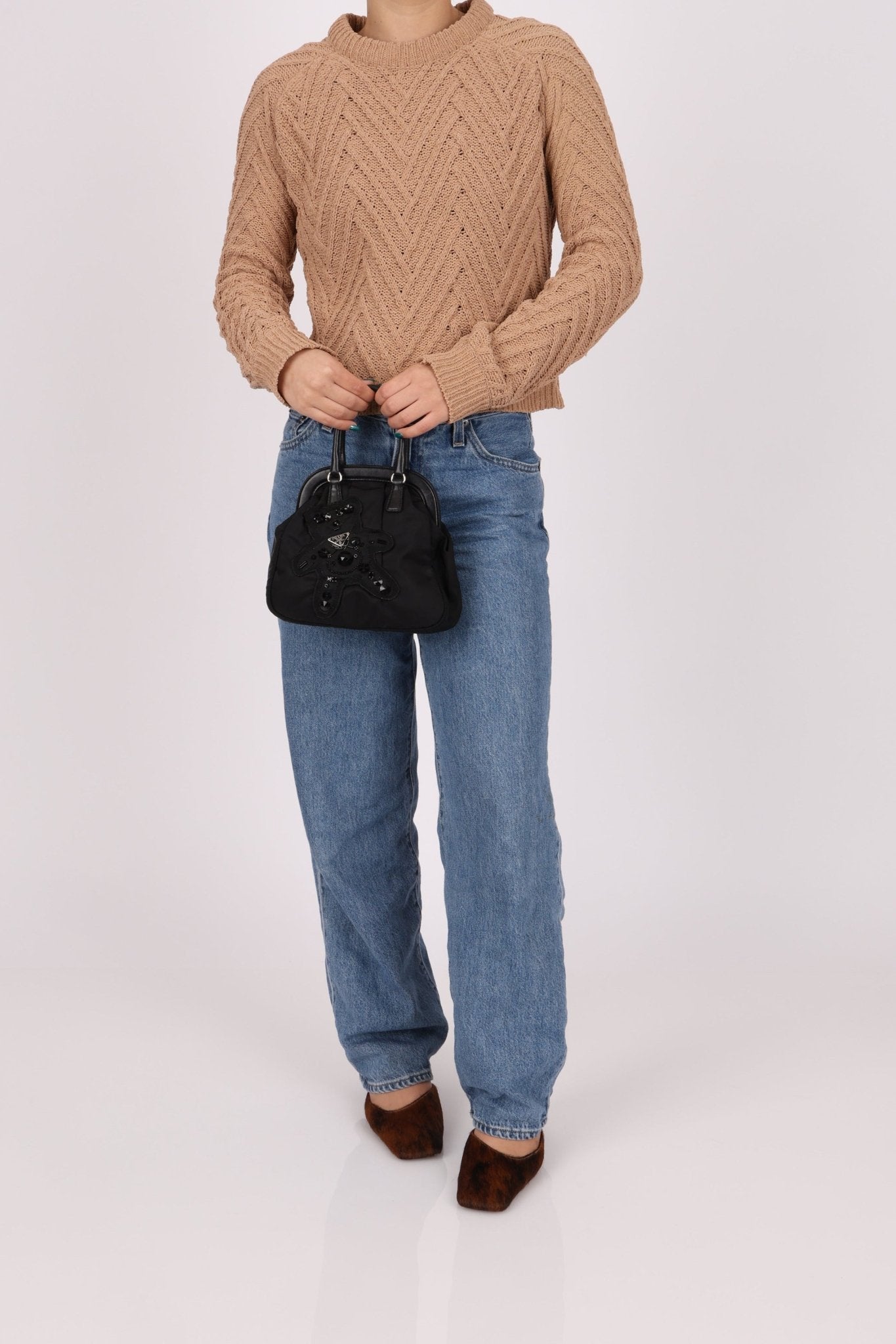 Prada Bijoux Teddy Bear Tessuto Frame Handle Bag - FashioNica