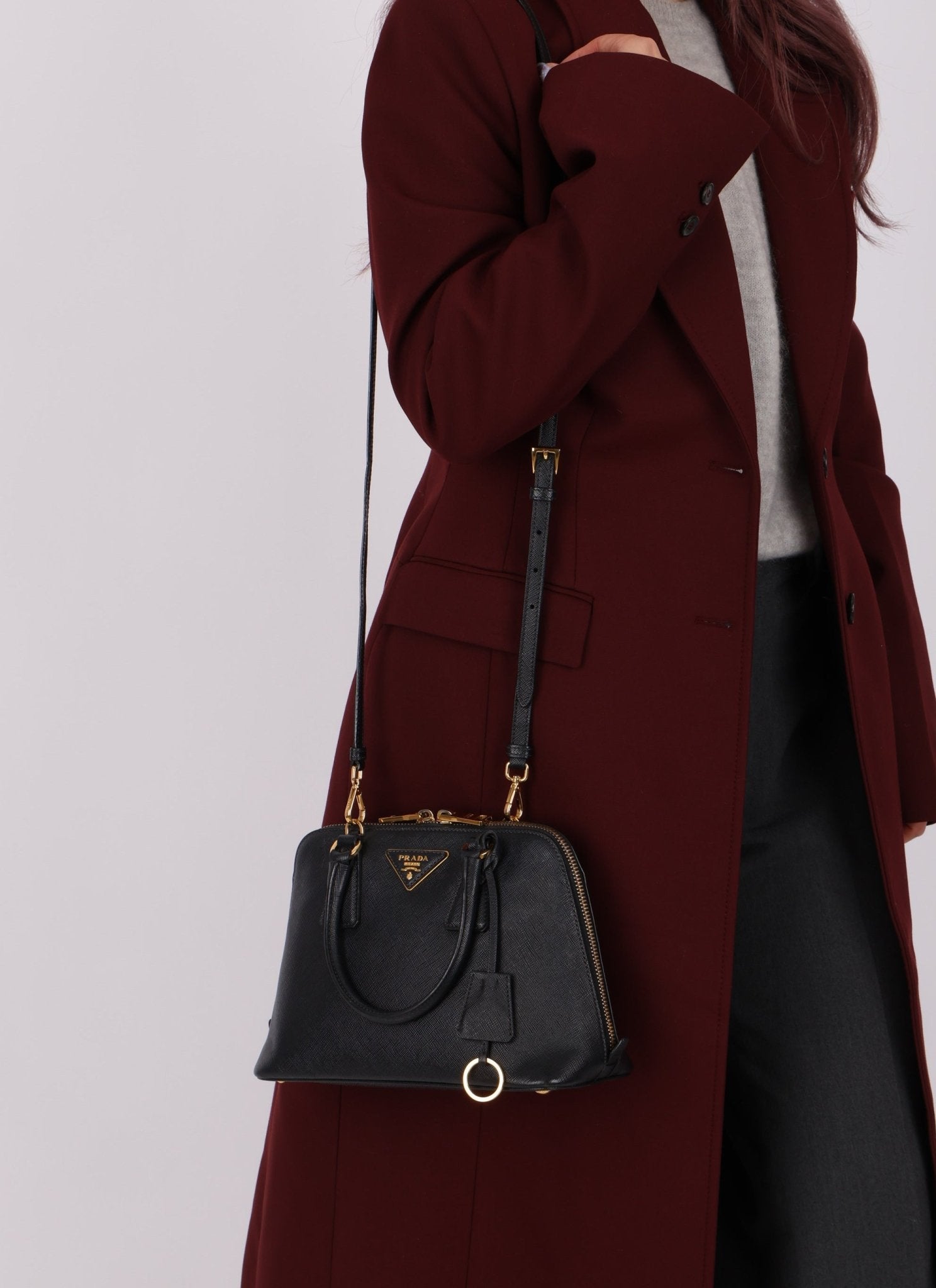 Prada Black Saffiano Mini Top Handle - FashioNica