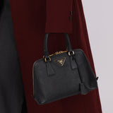 Prada Black Saffiano Mini Top Handle - FashioNica