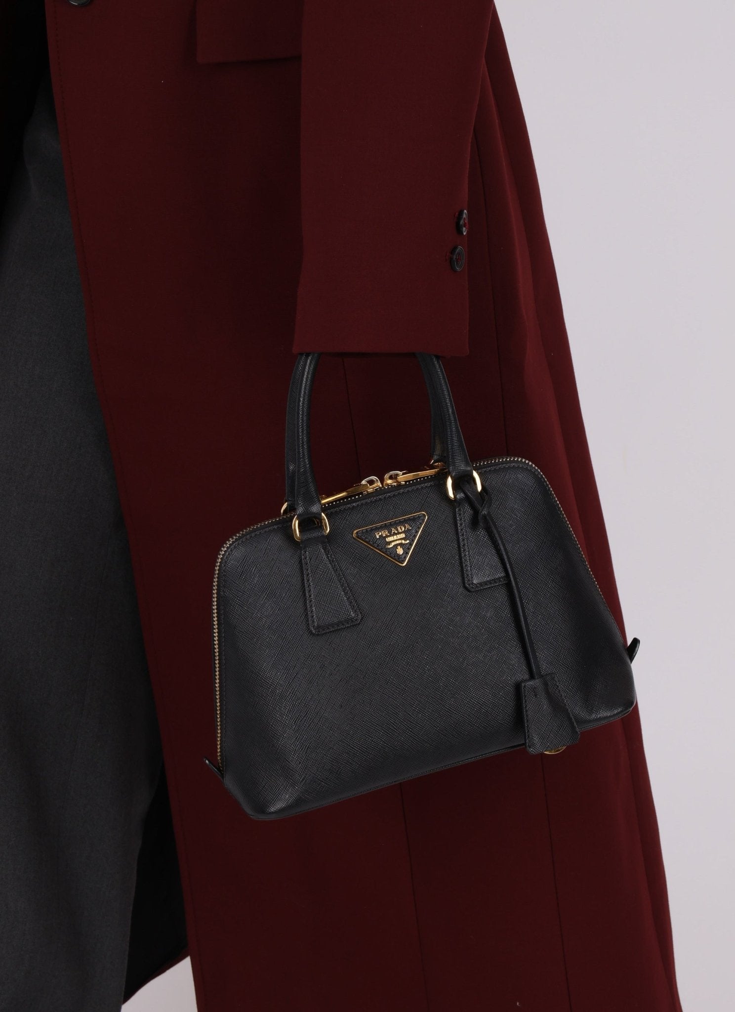 Prada Black Saffiano Mini Top Handle - FashioNica